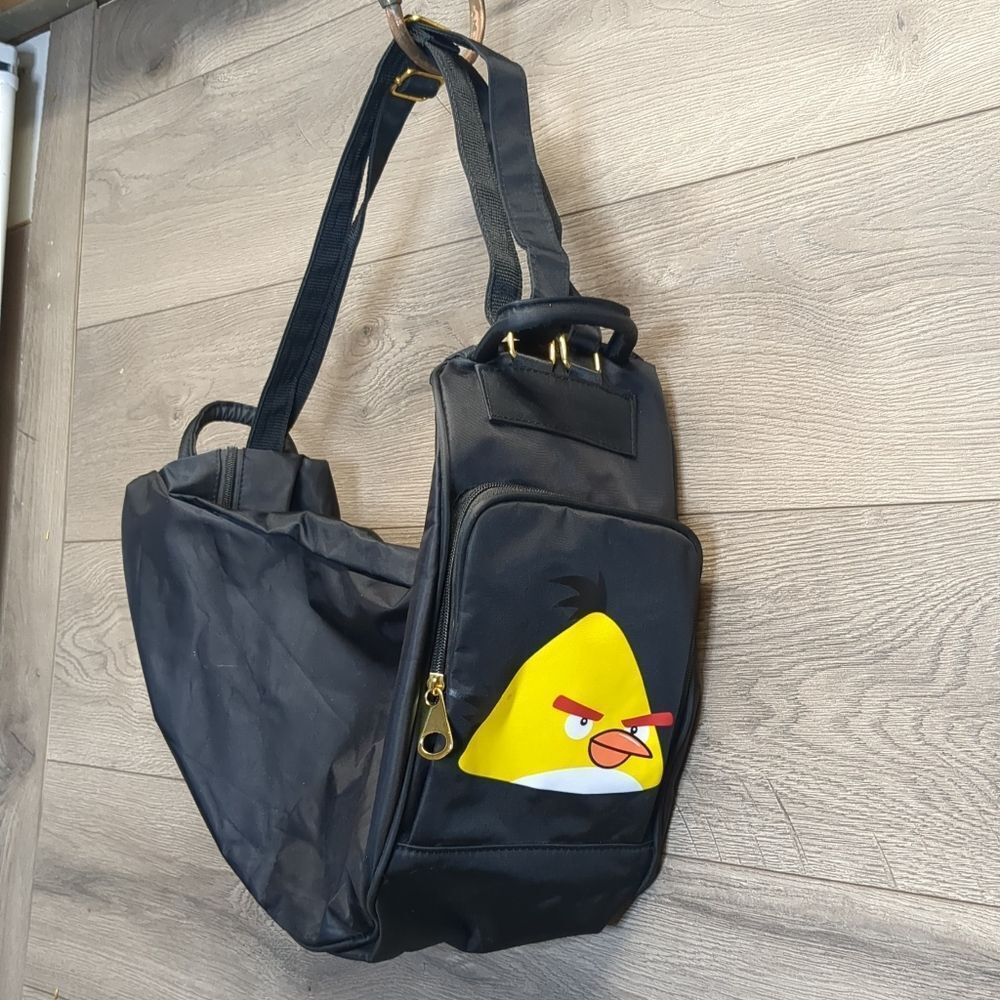Angry Birds Shoulder Bag Black Nylon Weekender Travel Tote